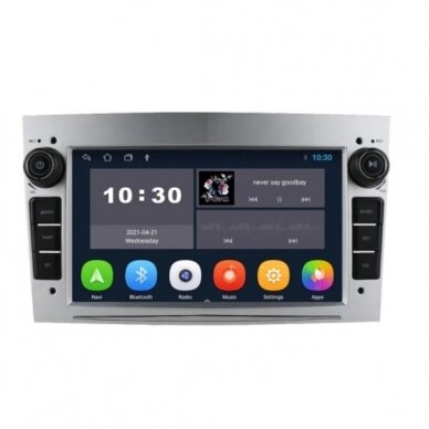 Opel Astra/Meriva/Zafira/Corsa/Vectra/Vivaro Android 10 Multimedija 7" Sidabrinė